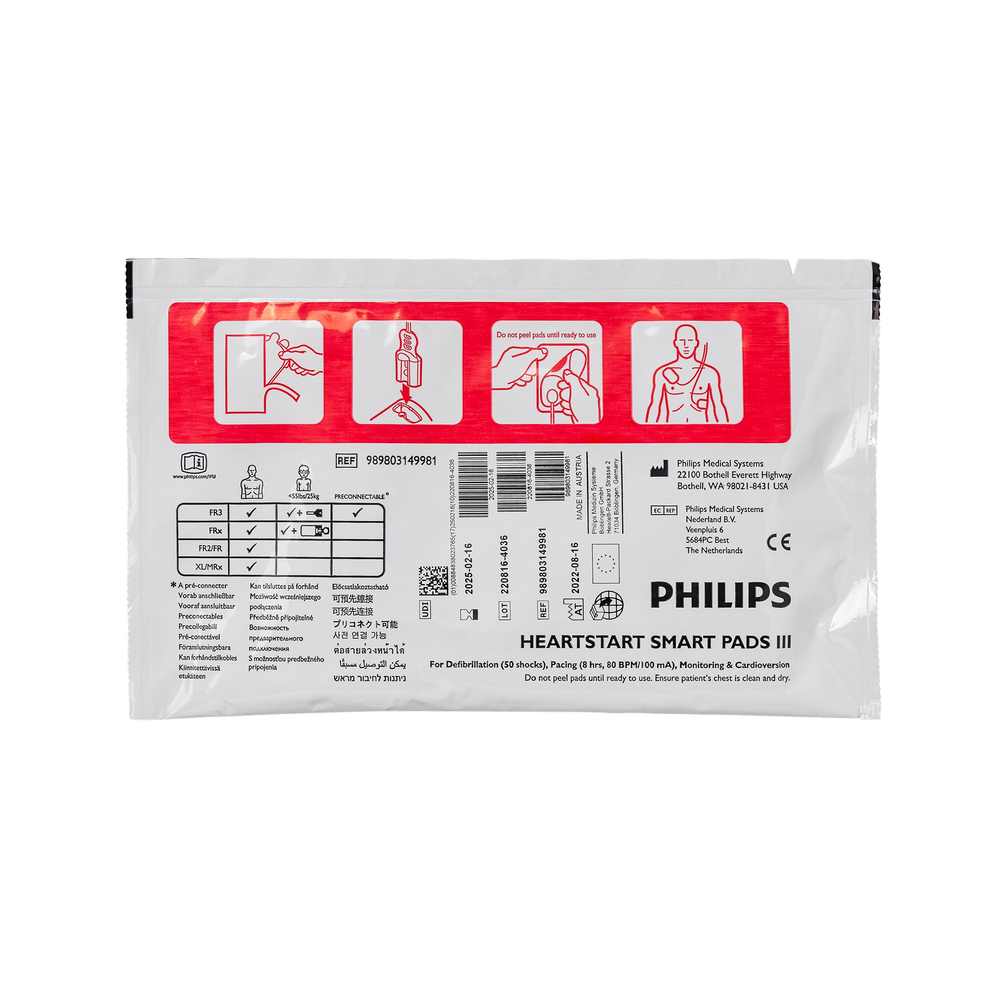 Électrodes Smart Pads III Philips - Emballage