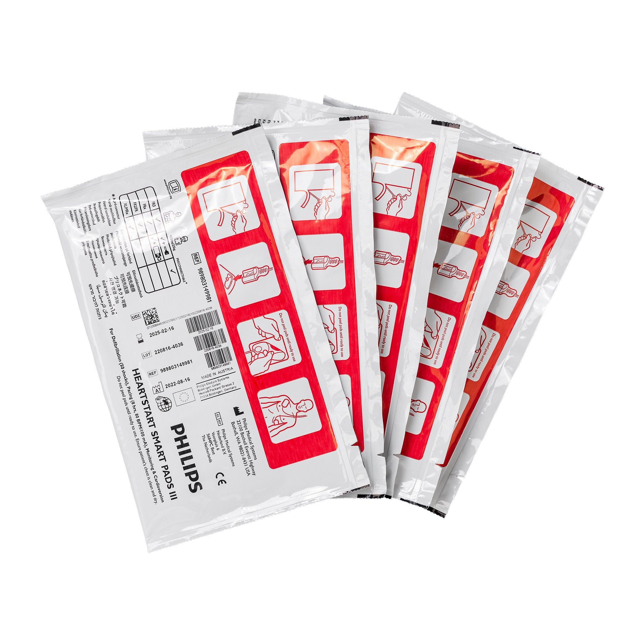 Électrodes Smart Pads Philips FR3 - Pack de 5 pièces